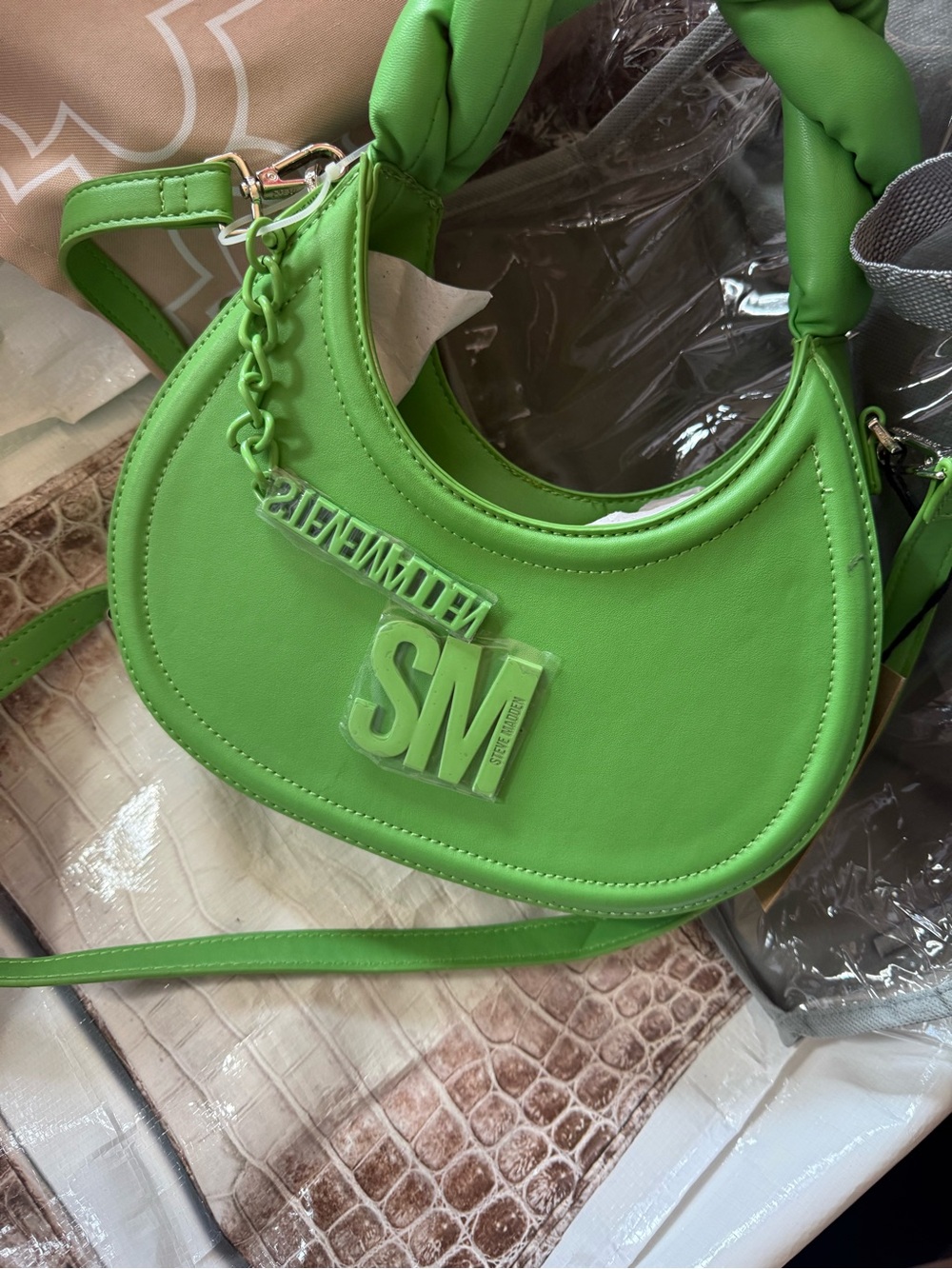Steve Madden Neon Green Crescent Shoulder Bag
